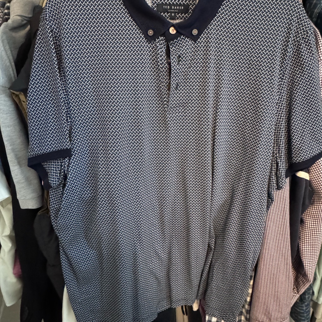 Ted Baker Navy And White Patterned Polo Shirt